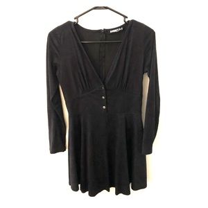 AUDREY 3+1 Black velvet long sleeve dress